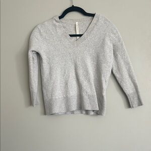 Babaton Light Gray V-Neck Sweater
